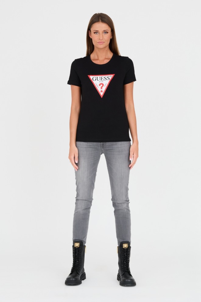 GUESS Tricou Original din bumbac negru pentru femei