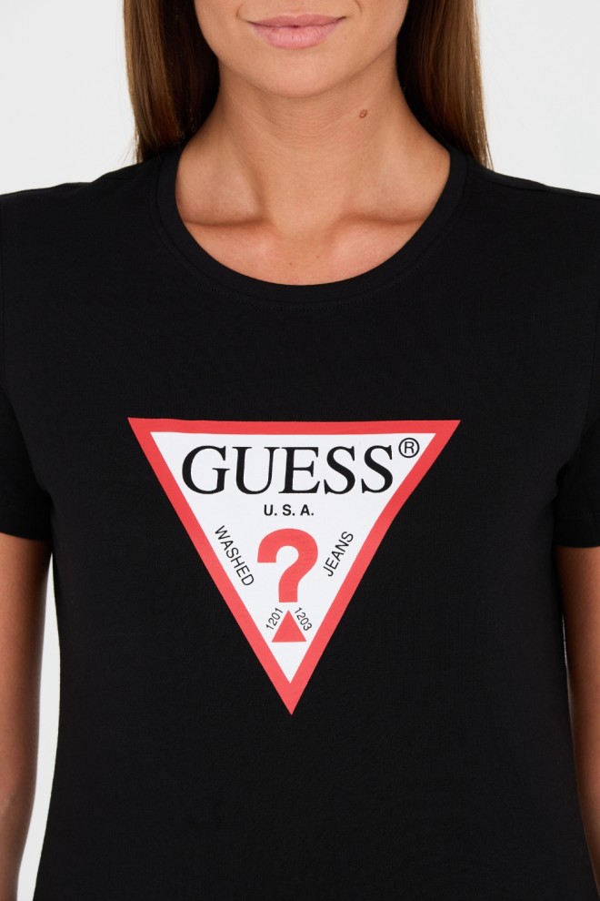 GUESS Tricou Original din bumbac negru pentru femei