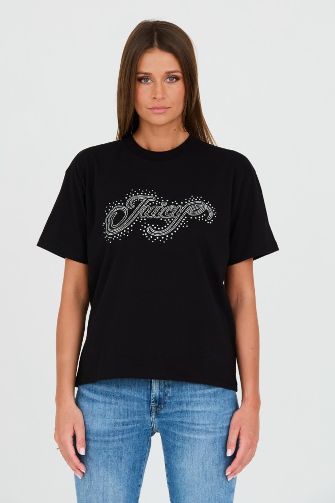 JUICY COUTURE Black Boyfriend Scatter Diamante t-shirt