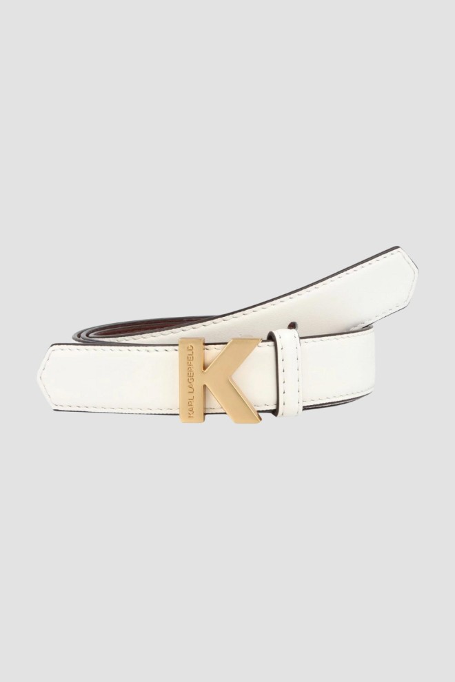 KARL LAGERFELD White K/lock belt