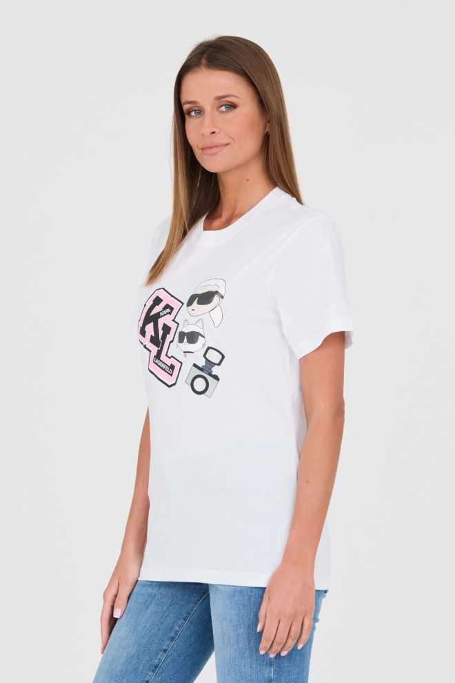 KARL LAGERFELD Tricou Ikonik Varsity alb pentru femei