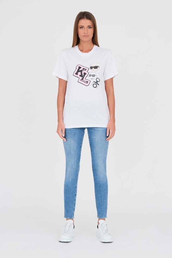 KARL LAGERFELD Tricou Ikonik Varsity alb pentru femei