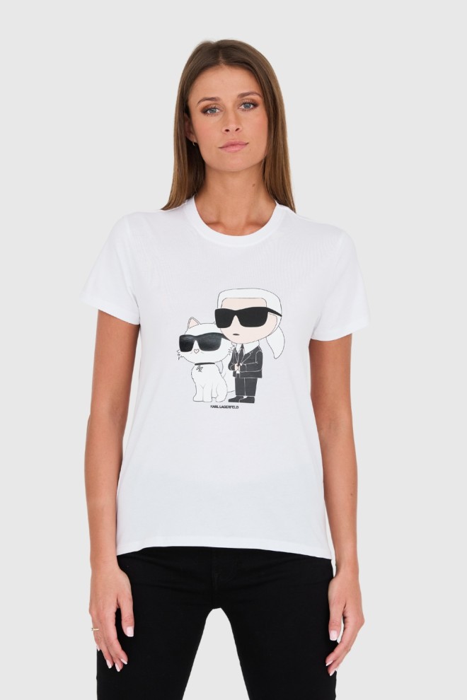 KARL LAGERFELD Biały t-shirt Ikonik 2.0