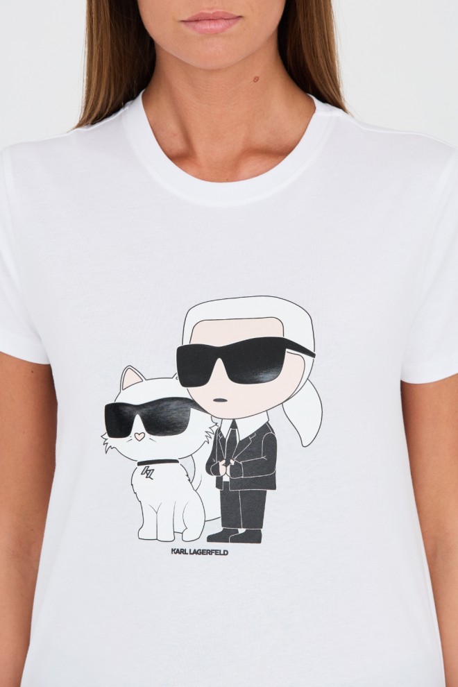 KARL LAGERFELD Biały t-shirt Ikonik 2.0