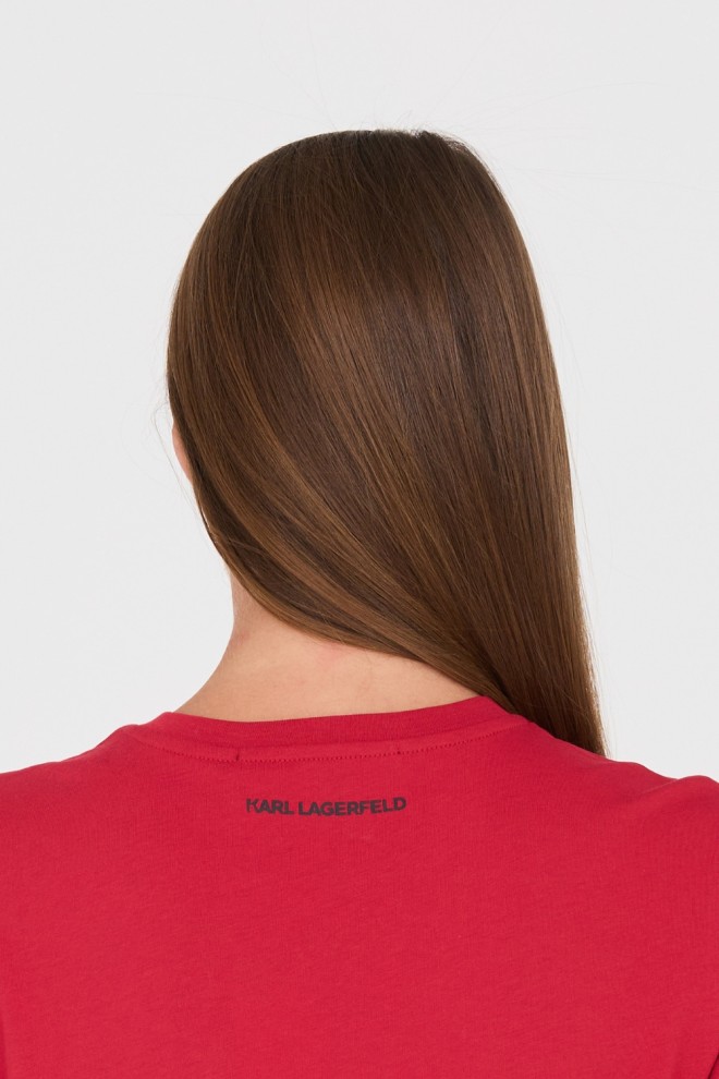 KARL LAGERFELD Tricou roșu pentru femei cu pisică