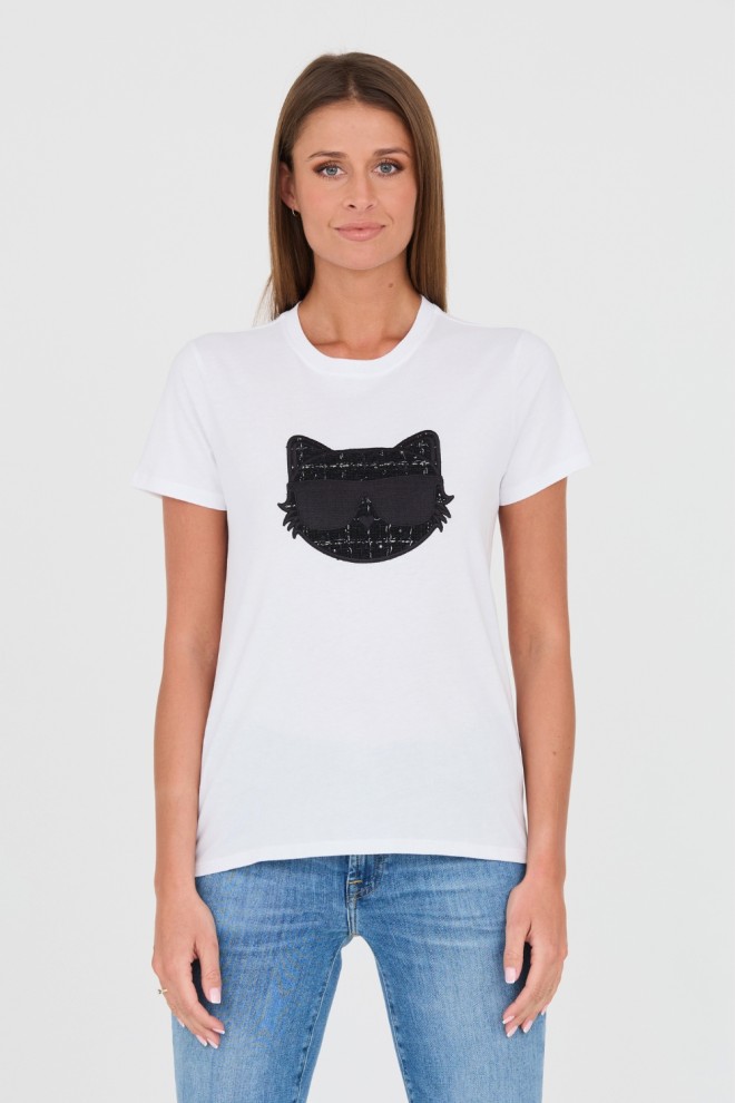 KARL LAGERFELD White Boucle Choupette T-Shirt