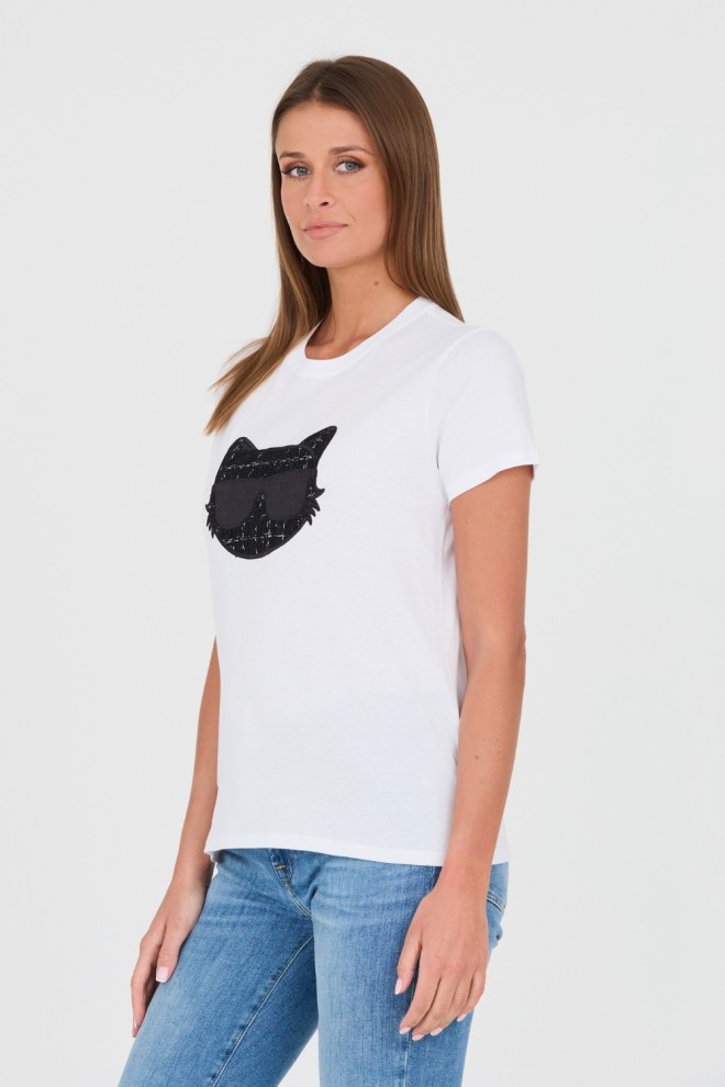 KARL LAGERFELD White Boucle Choupette T-Shirt