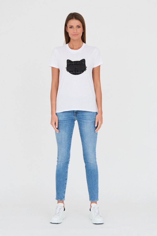 KARL LAGERFELD White Boucle Choupette T-Shirt