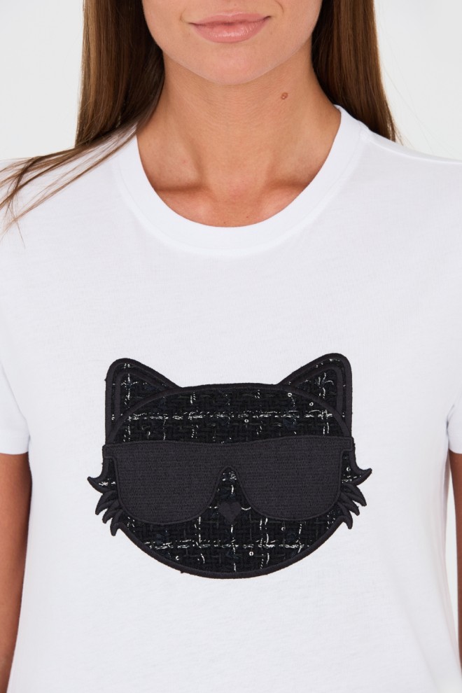 KARL LAGERFELD White Boucle Choupette T-Shirt