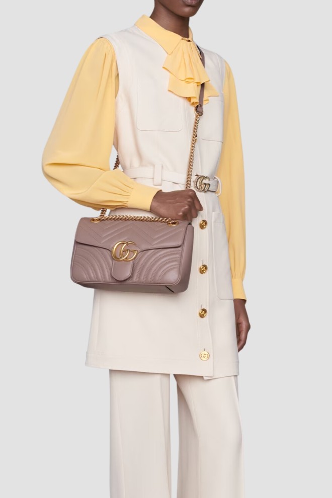 GUCCI Geantă de mână Marmont din piele bej