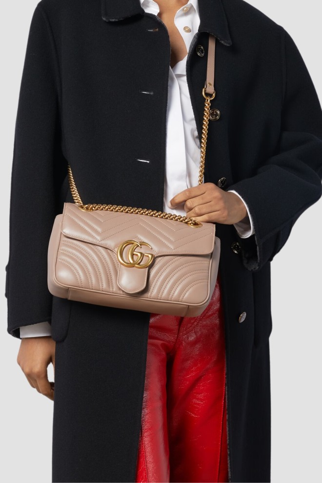 GUCCI Leather Beige Marmont Handbag