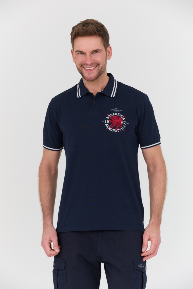 AERONAUTICA MILITARE Tricou polo M.C. albastru marin pentru bărbați.