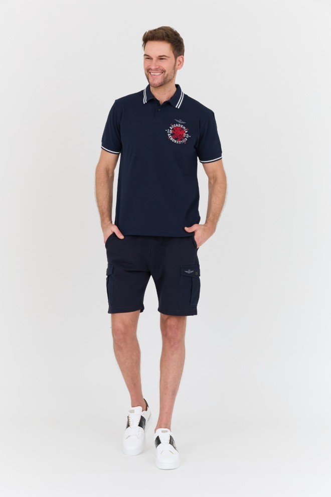 AERONAUTICA MILITARE Tricou polo M.C. albastru marin pentru bărbați.