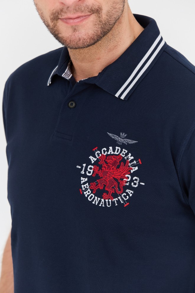 AERONAUTICA MILITARE Navy blue polo shirt M.C..