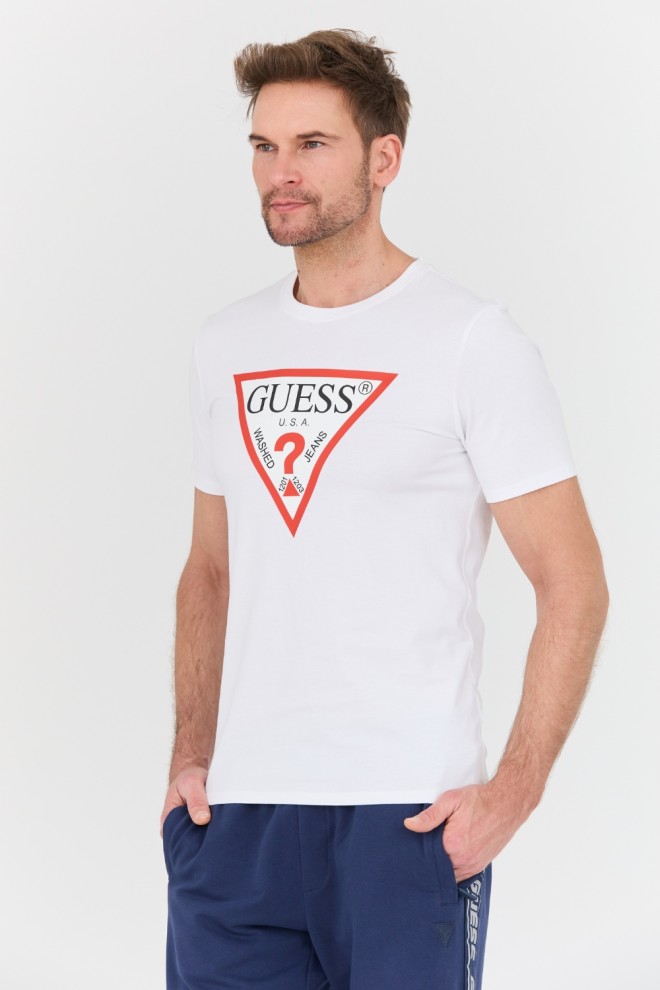 GUESS White bărbați Original Logo Tee