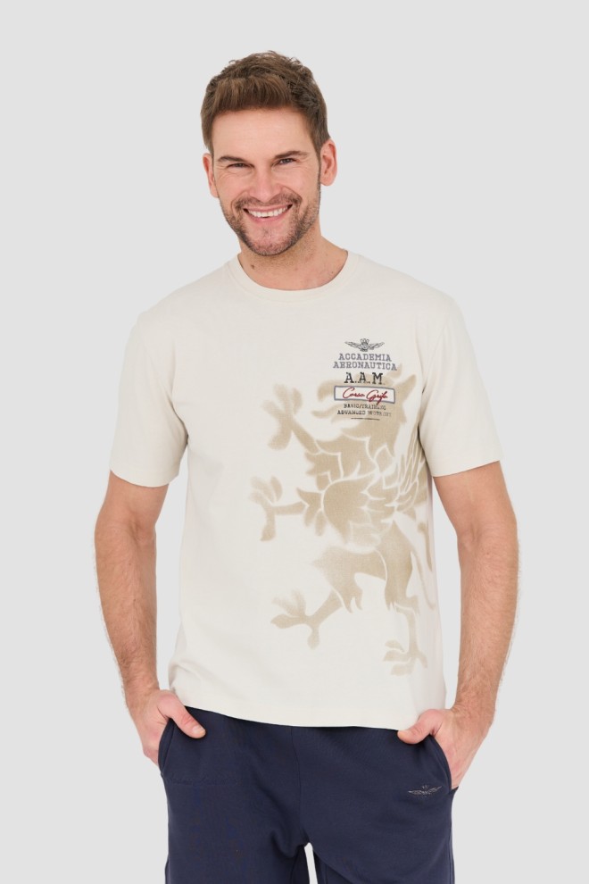 AERONAUTICA MILITARE Beżowy t-shirt M.C.