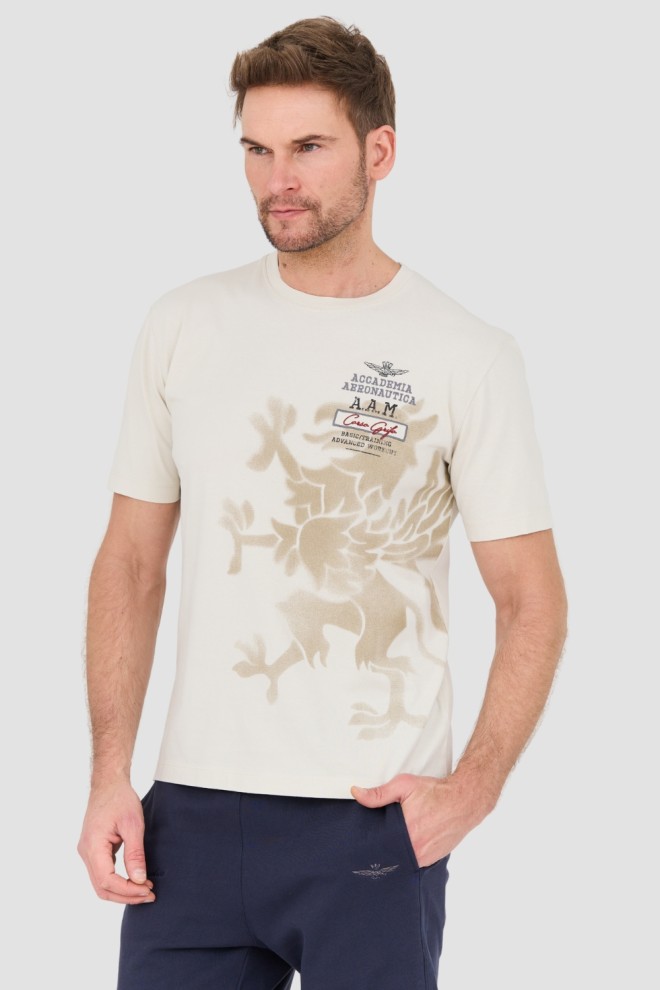 AERONAUTICA MILITARE Beżowy t-shirt M.C.