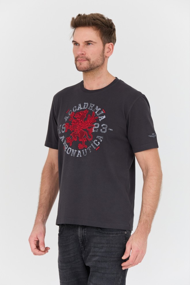 AERONAUTICA MILITARE Tricou bărbătesc M.C. din bumbac gri.