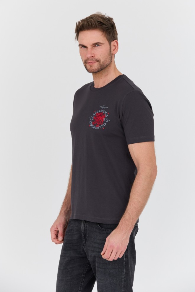 AERONAUTICA MILITARE Tricou bărbătesc M.C. din bumbac gri.