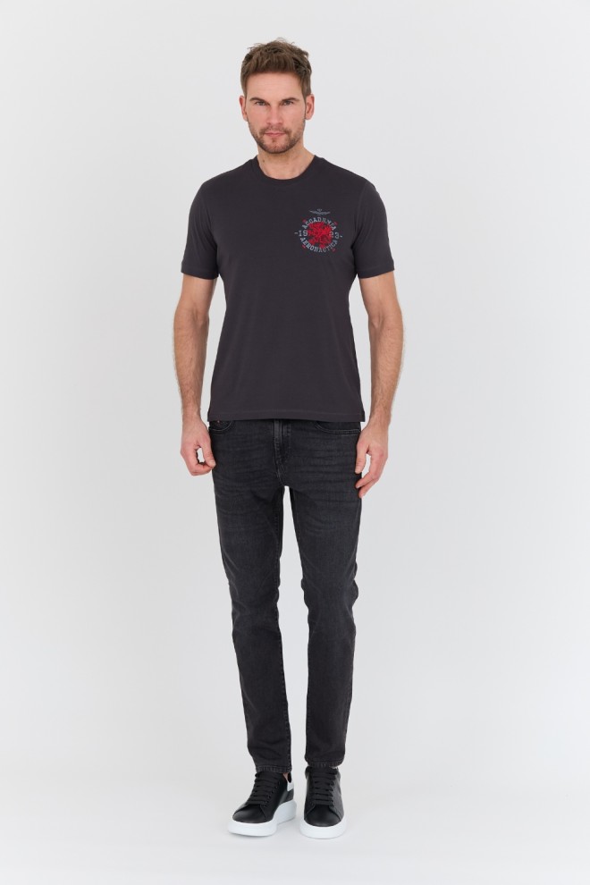 AERONAUTICA MILITARE Tricou bărbătesc M.C. din bumbac gri.