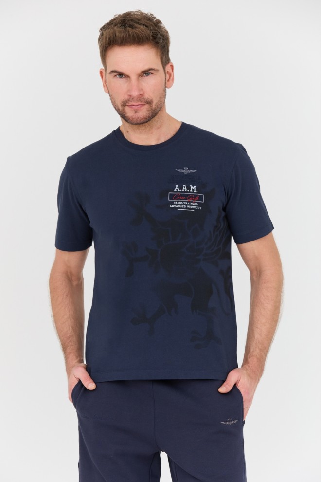 AERONAUTICA MILITARE Granatowy t-shirt M.C.