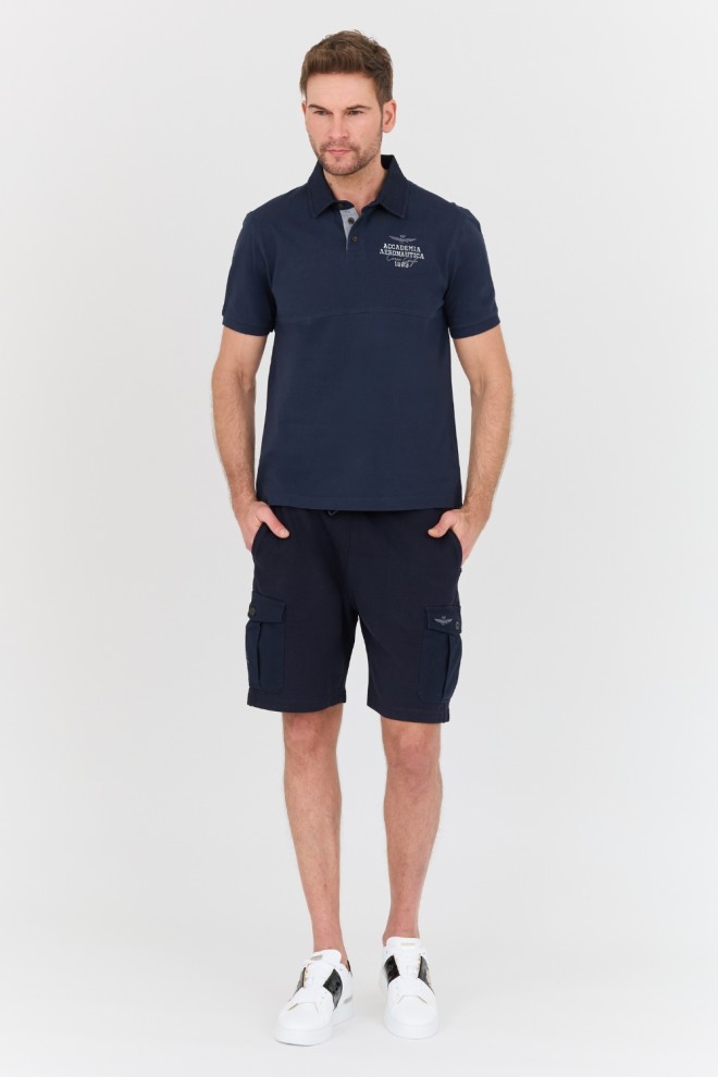 AERONAUTICA MILITARE Navy blue polo shirt M.C..