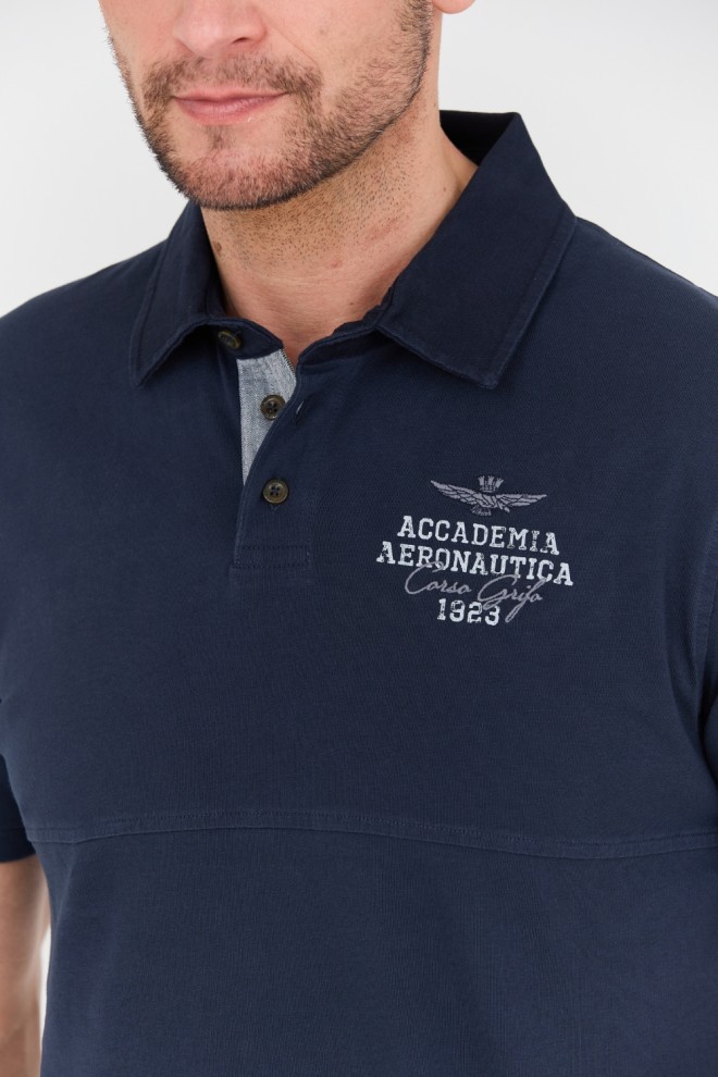 AERONAUTICA MILITARE Tricou polo M.C. albastru marin pentru bărbați.