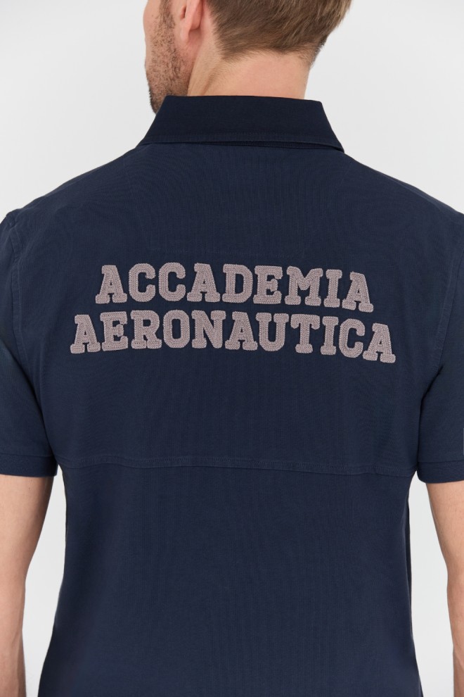 AERONAUTICA MILITARE Navy blue polo shirt M.C..