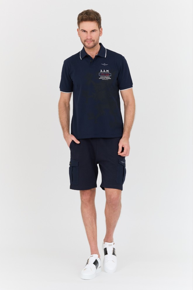 AERONAUTICA MILITARE Tricou polo M.C. albastru marin pentru bărbați.