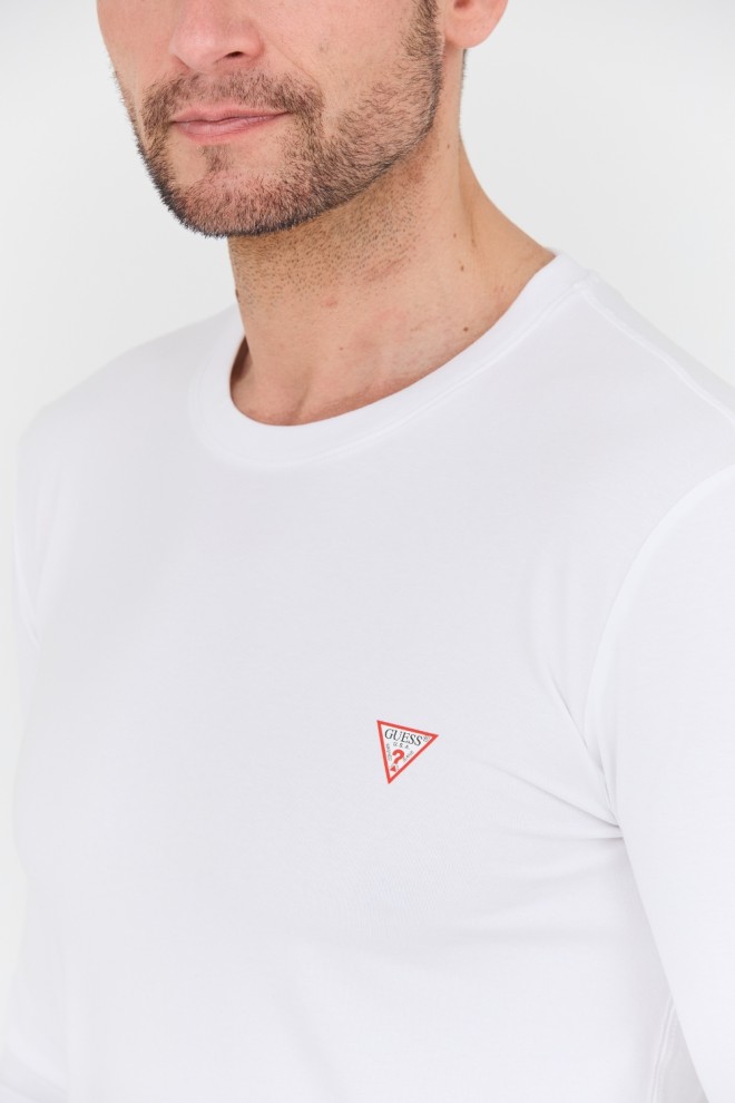 GUESS White bărbați Core Tee cu mânecă lungă