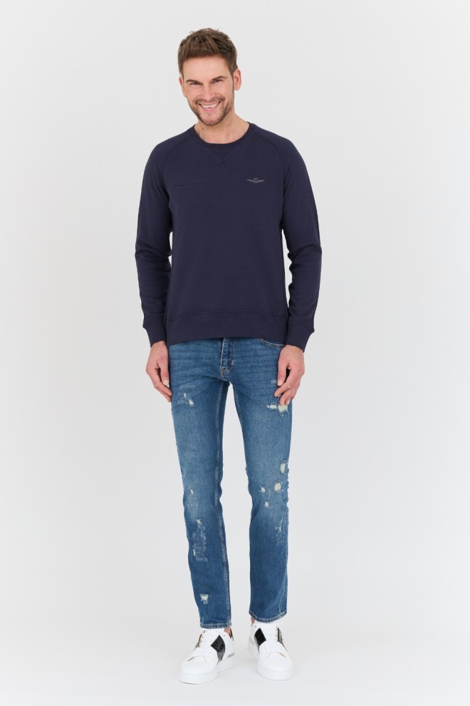 AERONAUTICA MILITARE Hanorac Felpa Girocollo albastru marin pentru bărbați