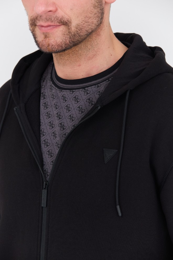 GUESS Hanorac negru Aldwin Zip pentru bărbați