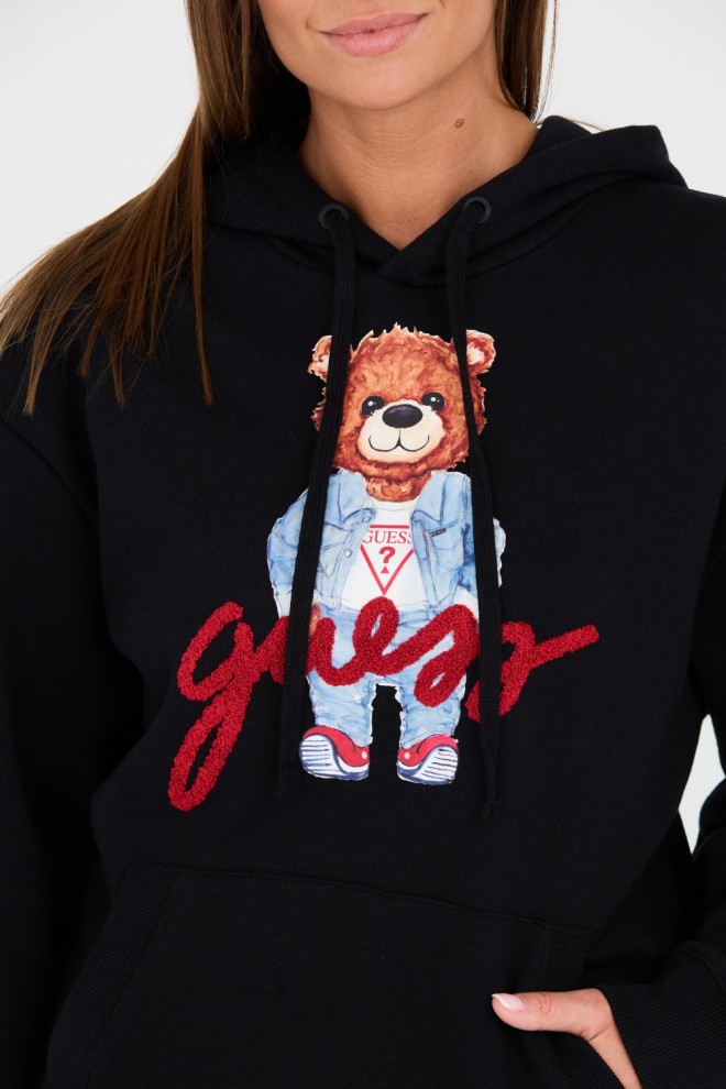 GUESS Czarny bluza Eco Max Guess Bear Hoodie