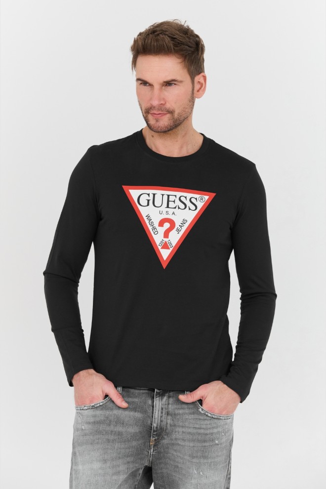 GUESS Czarny longslevee Original Logo Tee