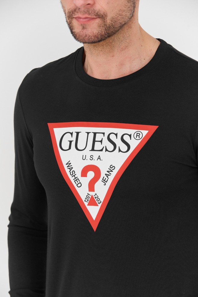 GUESS Czarny longslevee Original Logo Tee