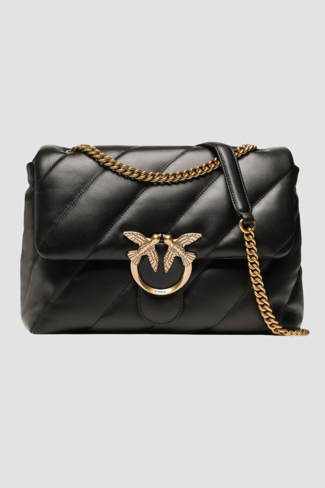 PINKO Geantă neagră matlasată Love Puff Big AW25