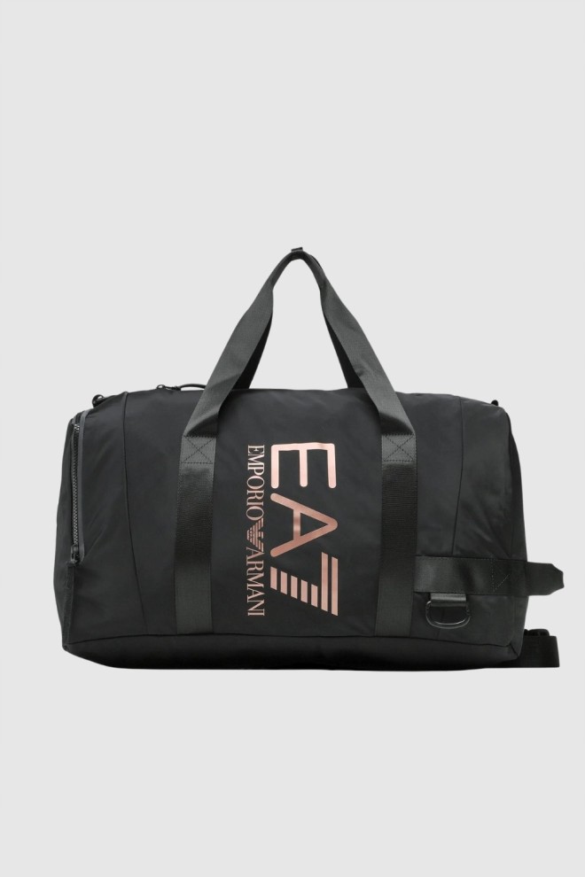 EA7 Black sports bag with pink logo