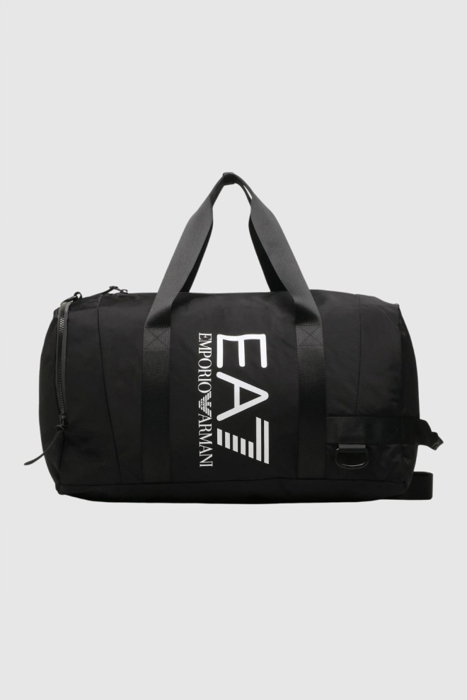 EA7 Black sports bag with white logo