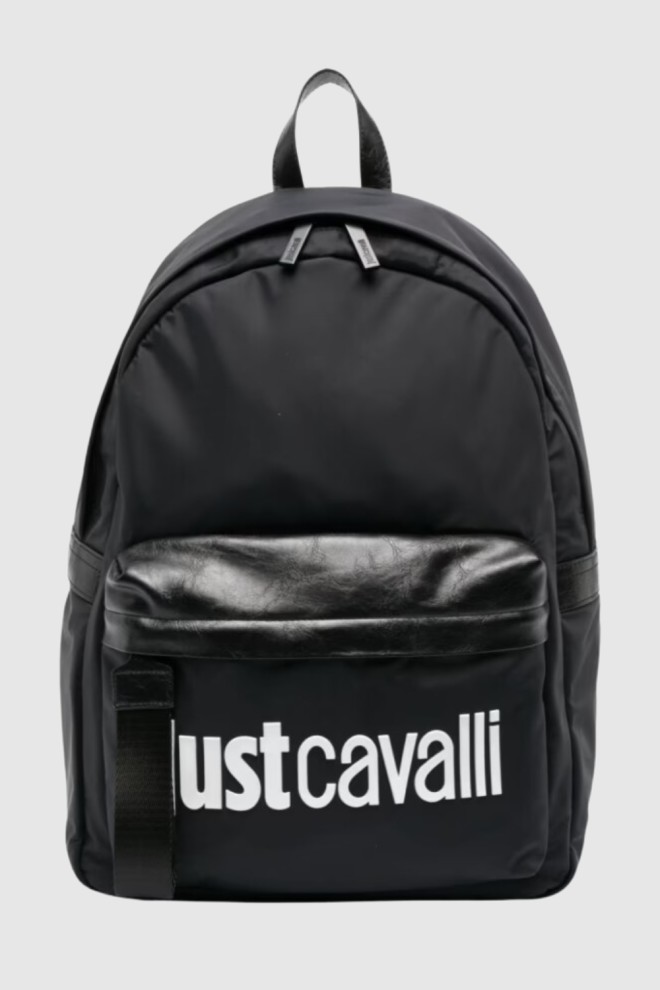JUST CAVALLI Rucsac negru cu logo instituțional pentru femei Range