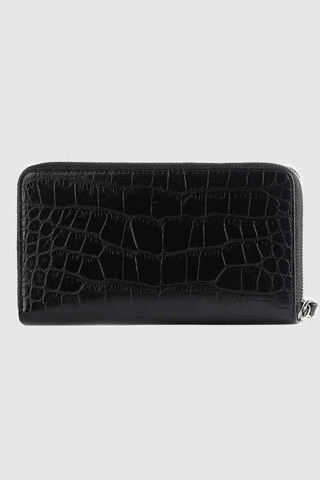 EMPORIO ARMANI Portofel negru pentru femei cu model crocodil
