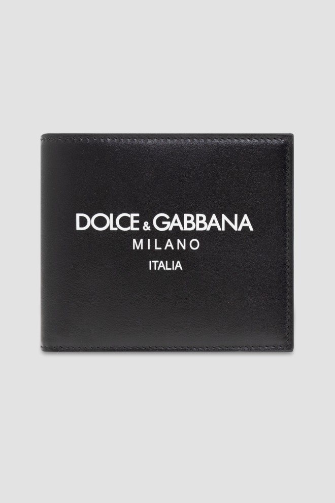 DOLCE & GABBANA Portofel negru din piele pentru bărbați