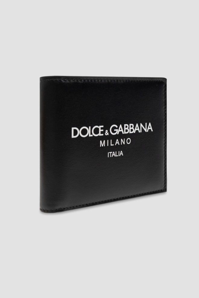 DOLCE & GABBANA Portofel negru din piele pentru bărbați