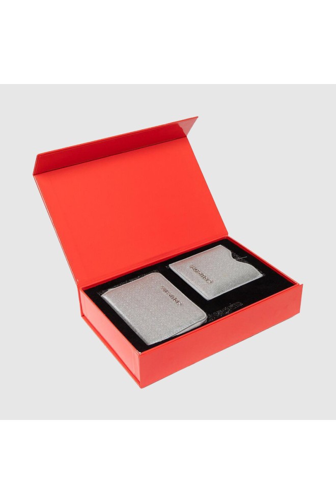 Set portofel argintiu cu oglindă pentru femei VALENTINO