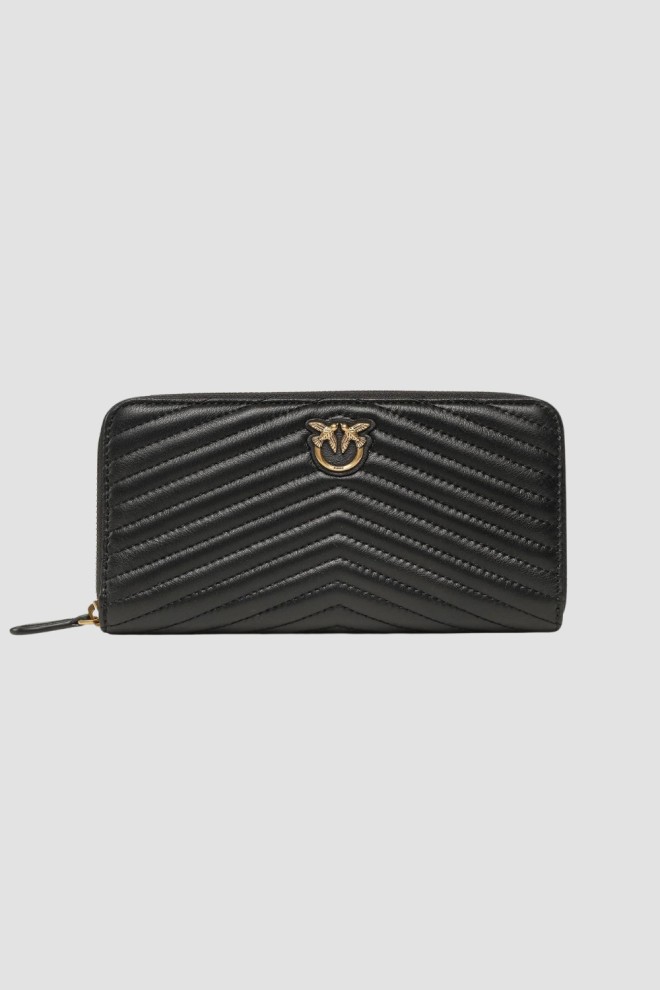 PINKO Black Quilted Wallet Ryder Zip Around