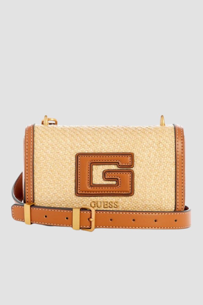 GUESS Beige Status Mini Xbody Handbag