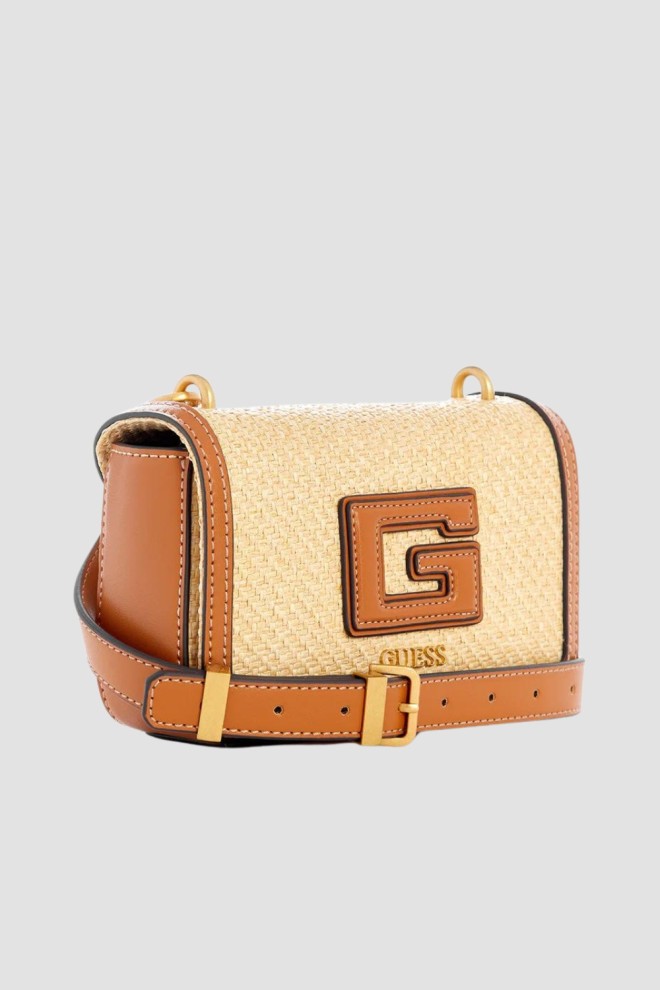 GUESS Beige Status Mini Xbody Handbag