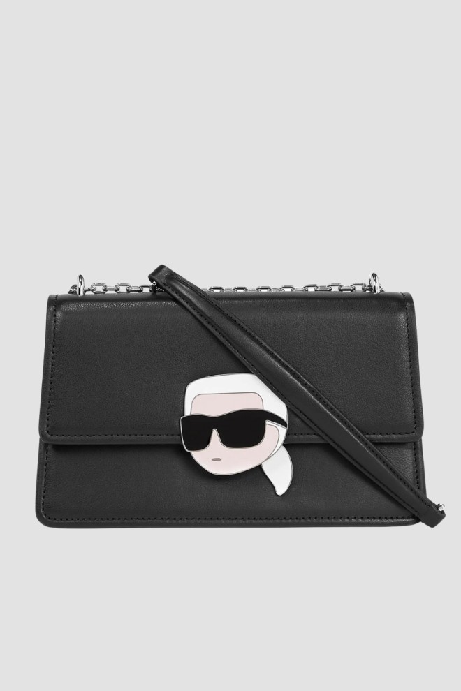 KARL LAGERFELD Geantă neagră K/icon 2.0 piele