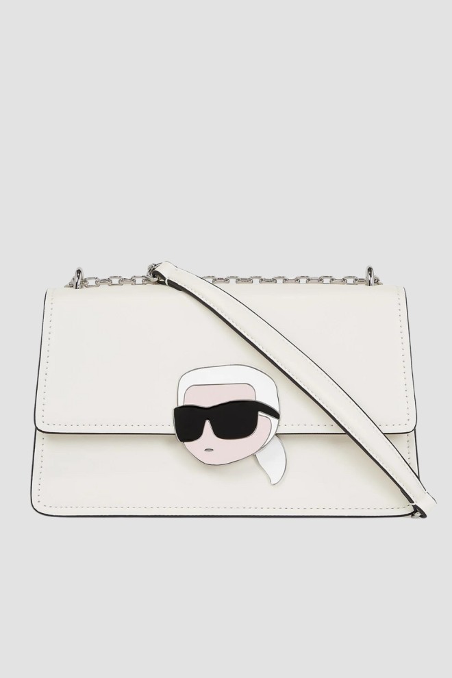 KARL LAGERFELD White Handbag K/icon 2.0 Leather