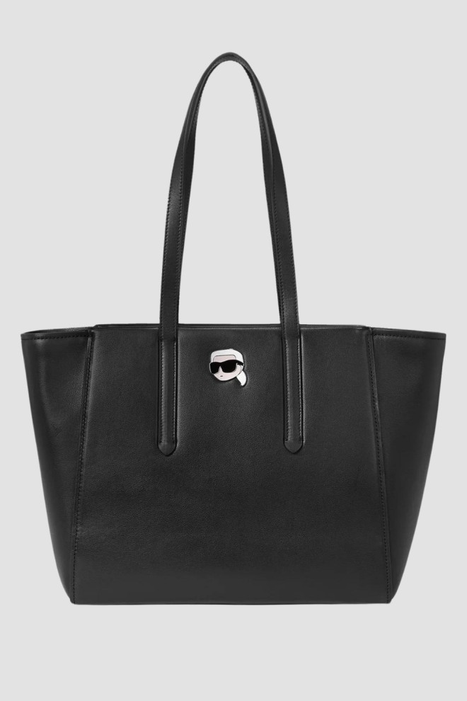 KARL LAGERFELD Black Leather Tote Pin shopper bag