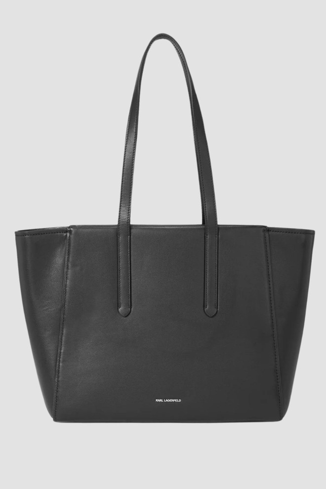 KARL LAGERFELD Black Leather Tote Pin shopper bag